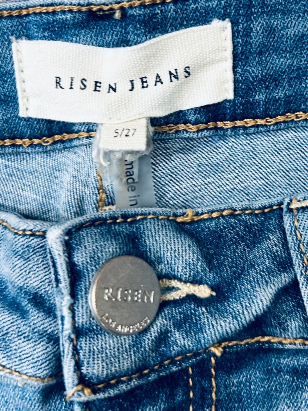 RISEN Raw Hem Cropped Wide Leg Jeans Size 5/27 - Picture 6 of 9